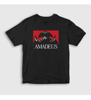 Presmono Unisex Çocuk Kırmızı Poster Amadeus Mozart T-Shirt 477121tt (Siyah)
