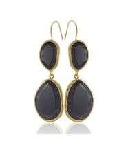 Kadir Jewellery 22 Ayar Altın Kaplama Kadın Sallantılı Küpe -El İşçiliği Ve Hipoalerjenik Küpe (Siyah)