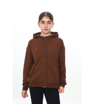Toontoy Kız Çocuk Kapüşonlu Hırka (Kahverengi)