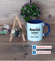 Anestezi Teknikeri Kupa Bardak Beyaz ve Fotoğraflı Ahşap Anahtarlık Hediye (Model 3)
