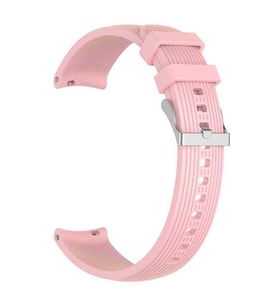 Samsung Galaxy Watch 42mm Active 2 40mm 44mm Kordon Çizgili Silikon Kordon (Pembe)