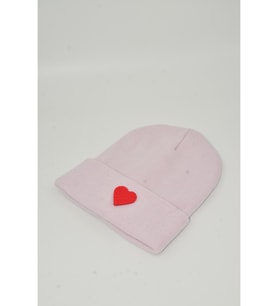 Moxxo Sevgililer Günü Özel Koleksiyonu Kırmızı Kalp Figürlü Krem/Beyaz Renk Unisex Erkek/Kadın Bere (Pembe)