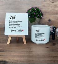 Ablaya Hediye Seti Kupa Bardak T Kulplu ve Dekoratif Taş Ablaya Doğum Günü Hediyesi (Model 6)