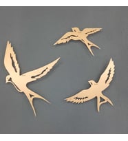 Gowpenart 3'lü Kırlangıç Ev & Ofis Metal Duvar Tablosu Hediye Tablo / 26x35 Cm - 24x25 Cm - 23x14 Cm (Gold)