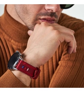 vagave Huawei Watch Crazy Deri Kordon Gt/gt2/gt3 46 mm - 22 mm Üç Ipli İsme Özel (Kırmızı)