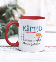 Kimya Öğretmeni Tasarımlı Kişiye Özel Kupa Bardak (Kırmızı)