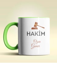 Kişiye Özel Hakim 3 Tasarımlı Turuncu Kupa Bardak (Yeşil)