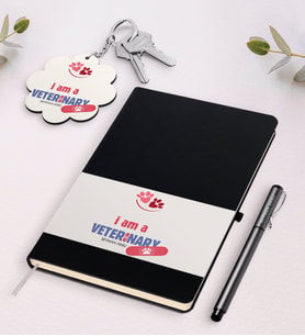 BK Gift Kişiye Özel Veteriner Hekim Beyaz Defter Kalem Ve Anahtarlık Hediye Seti-1 (Model 2)