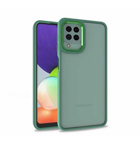 Galaxy A22 4G Kılıf Zore Flora Buton,Kenar Çevresi Renkli Kılıf (Yeşil)