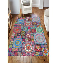 Dijital Kaymaz Taban Yıkanabilir Salon Halısı Mutfak Halısı Koridor Halısı Yolluk ND-HS-306 (Pembe)