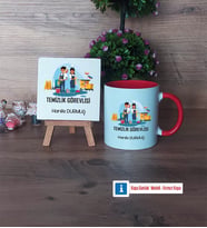 Temizlik Görevlisi Dekoratif Taş, Kupa Bardak Kırmızı Hediye (Model 1)
