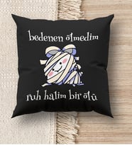 BK Gift Esprili Premium Kumaş Siyah Kırlent Yastık, Ev Hediyesi, Ev Dekorasyonu, Dekoratif Hediye (Model 5)