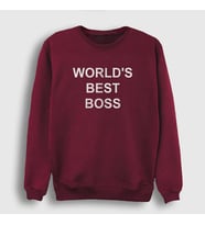 Presmono Unisex Beyaz Worlds Best Boss The Office Sweatshirt 346683tt (Bordo)