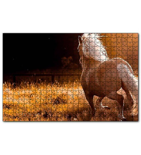 Cakapuzzle Otlar Koşan Kahve Rengi At  Puzzle Yapboz MDF (Ahşap) (500 Parça)