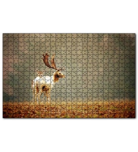 Cakapuzzle Yerde Sonbahar Yaprak Anne Geyikle Yavrusu Puzzle Yapboz MDF (Ahşap) (500 Parça)