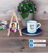 Yengeye Hediye Türk Kahvesi Fincanı Ahşap Altlıklı ve Fotoğraflı Ahşap Anahtarlık Hediye (Model 4)