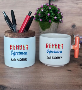 Rehber Öğretmeni Hediye Sepeti Kupa Bardak T Kulplu, Kalemlik Hediyeleri Öğretmenler Günü Hediyesi (Model 7)