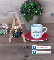 Eczacı Türk Kahvesi Fincanı Ahşap Altlıklı ve Fotoğraflı Ahşap Anahtarlık HediyeEczacıya Hediye Eczacılar Günü Hediyesi (Model 3)