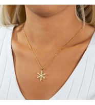 Opal Kar Tanesi Burgu Zincirli Gümüş Kolye (Gold)