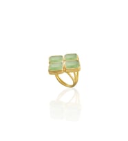 Kadir Jewellery 22 Ayar Altın Kaplama Kadın Zirkon Taşlı Yüzük (Açık Yeşil)