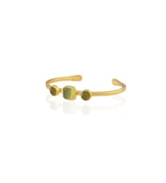Kadir Jewellery 22 Ayar Altın Kaplama Zirkon Taşlı Ayarlanabilir Vintage Bilezik (Zeytin Yeşili)