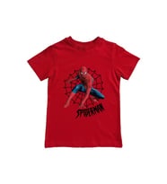Spiderman baskılı örümcek adam pamuklu penye kumaş yazlık çocuk tişört (Kırmızı)