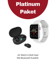 Watch 7 Plus Akıllı Saat (Çift Tuş Aktif) + E6S Ekranlı Bluetooth Kulaklık (Beyaz)