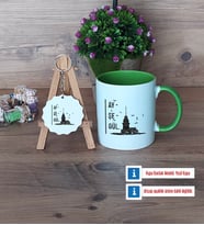 Kız Kulesi Kupa Bardak Kırmızı ve Ahşap Anahtarlık HediyeArkadaşa Hediye (Model 13)