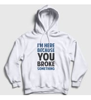 Presmono Unisex Gri Broke Developer Yazılımcı Kapüşonlu Sweatshirt 331302tt (Beyaz)