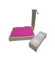 FRANKEY KEDİ YATAĞI+KEDİ TIRMALAMA TAHTASI+MAMA VE SU KABI (Pembe)