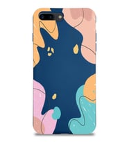 PrintiFy Apple iPhone 8 Plus Uyumlu Lansman Kılıf Karışık Renkler Tasarımlı İçi Kadife Kapak (Lacivert)