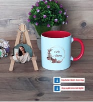 Doğum Günü Hediyesi İsme Özel Kupa Bardak Beyaz ve Fotoğraflı Ahşap Anahtarlık Hediye (Model 2)
