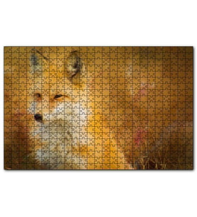 Cakapuzzle Kahverengi Beyaz Tilki Flu Arkaplan İllüstrasyon  Puzzle Yapboz MDF (Ahşap) (1000 Parça)