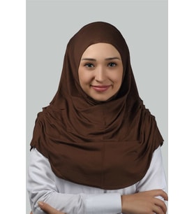 Hazır Türban Büzgülü Pileli Pratik Eşarp Tesettür Hijab - Namaz Örtüsü (Çikolata)