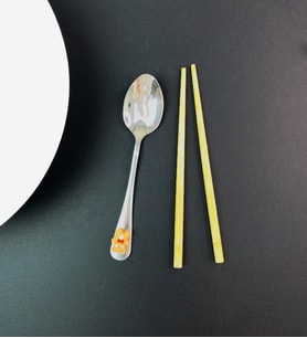 Kutulu chopstick Ve Kaşık Set (Kahverengi)