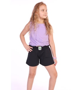 Toontoy Kız Çocuk Beli Lastikli Etekli Şort (Siyah)