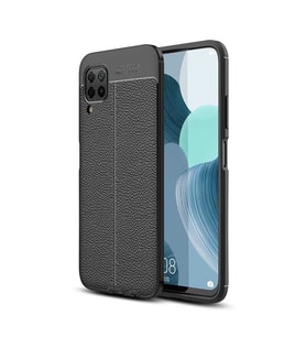 Huawei P40 Lite Kılıf Zore Niss Deri Desenli Silikon Kılıf (Siyah)