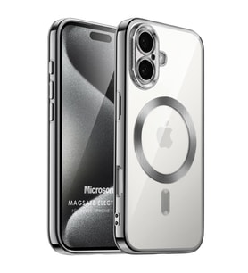 Microsonic Apple iPhone 16 Kılıf MagSafe Luxury Electroplate Yeşil (Koyu Gri)