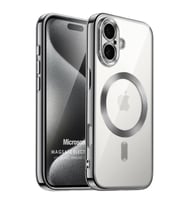 Microsonic Apple iPhone 16 Kılıf MagSafe Luxury Electroplate Yeşil (Koyu Gri)