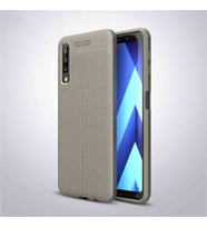 Samsung Galaxy A7 2018 Kılıf Deri Tarzı Niss Silikon Case (Gri)
