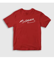 Presmono Unisex Çocuk Beyaz Kemal Atatürk İmzalı T-Shirt 421523tt (Kırmızı)