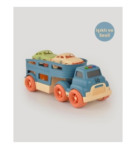 Let's Be Child Işıklı ve Sesli Taşıyıcı Tır ve 2 Minik Araç LC-31022 Çocuklar İçin Oyuncak Tır ve Arabalar (Lacivert)