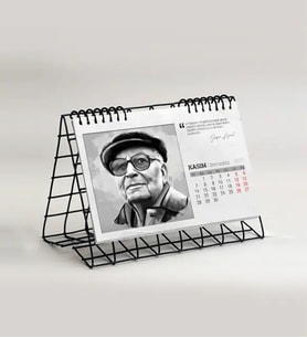 2027 Edebiyat Modern Masa Takvimi (Siyah Tel)