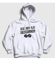 Presmono Unisex Gri Real Men Backgammon Oyun Tavla Kapüşonlu Sweatshirt 418940tt (Beyaz)
