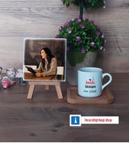 Anestezi Teknisyeni Fotoğraflı Dekoratif Taş, Ahşap Altlıklı Türk Kahvesi Fincanı Hediye Anestezi Teknisyenine Tıp Bayramı Hediyesi (Model 1)