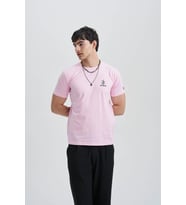 Smart Devil Erkek Baskı Taş T-Shirt (Pembe)