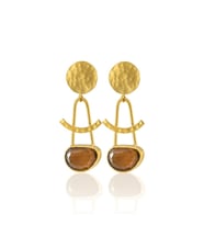 Kadir Jewellery 22 Ayar Altın Kaplama Vintage Küpe -El İşçiliği Ve Hipoalerjenik Küpe (Kahverengi)