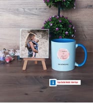Anneye Doğum Günü Hediyesi Fotoğraflı Dekoratif Taş, Kupa Bardak Beyaz Hediye (Model 4)