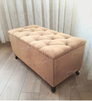 Lüks Sandıklı Kapitoneli Ayakucu Puf Bench 120 cm Siyah Ayak (Vizon)