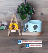 Aslan Kupa Bardak Beyaz ve Fotoğraflı Ahşap Anahtarlık Hediye (Model 8)